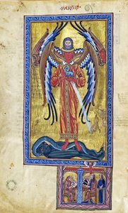 Theophany of Divine Love (Vision fra Book of Divine Works), ca. 1220-30 (gouache på pergament) av German School