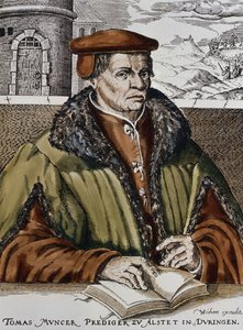 Thomas Muntzer, ca. 1600 (håndfarget tresnitt) av German School