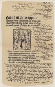 Tittelside fra Martin Luthers bibel (farge litho) av German School