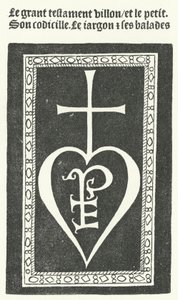 Tittelside til den første utgaven av diktene til den franske poeten Francois Villon, trykt av Pierre Levet i Paris i 1483 (gravering) av German School