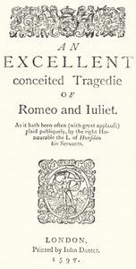 Tittelside til den første quarto-utgaven av Shakespeares Romeo og Julie (gravering) av German School