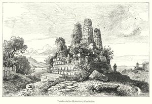 Tomb of the Horatii and the Curiatii, Warriors of Ancient Roman Legend (litho) av German School