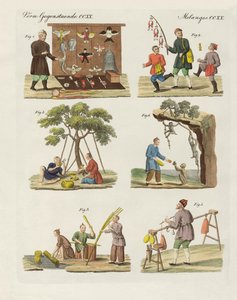 Handel, kunst og håndverk i Kina (farget gravering) av German School