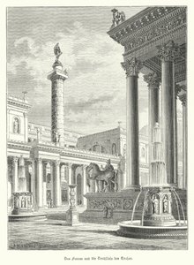 Trajans søyle og forum, Roma (gravering) av German School