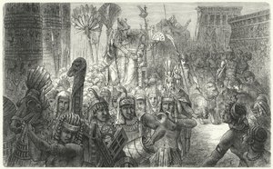 Triumftog av en gammel egyptisk farao (gravering) av German School