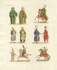 Tyrkiske nasjonaldrakter (farget gravering) av German School