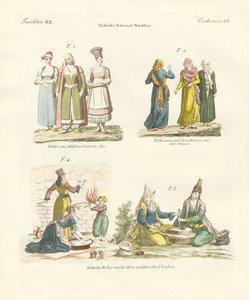 Tyrkiske nasjonaldrakter (farget gravering) av German School