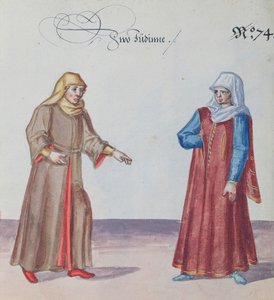 To jødiske kvinner, ca. 1600 (wc på papir) av German School