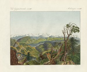 To utsikter over Himalaya (farget gravering) av German School