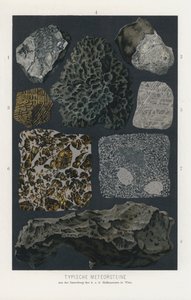 Typer meteoritter (farge litho) av German School
