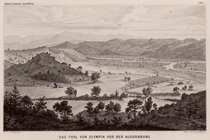 Valley of Olympia, Hellas, før arkeologiske utgravninger (gravering) av German School
