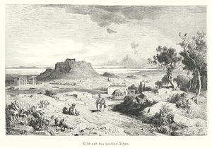 Utsikt over Athen, Hellas, sent på 1800-tallet (gravering) av German School