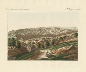 Utsikt over Jerusalem (farget gravering) av German School