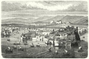 Utsikt over det gamle Athen fra Pireus (gravering) av German School