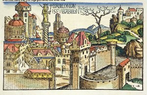 Utsikt over den gamle byen Babylon, fra Nürnberg-krøniken av Hartmann Schedel (1440-1514) 1493 av German School