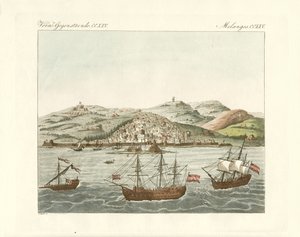 Utsikt over byen El Djazair (farget gravering) av German School