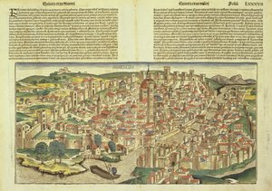 Utsikt over den befestede byen Firenze, fra Nürnberg-krøniken av Hartmann Schedel (1440-1514) 1493 av German School