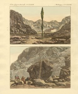 Utsikt over Sinai-fjellet (farget gravering) av German School