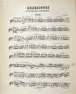 Fiolinpartiturside fra ungarsk kroningsmesse av Franz Liszt av German School