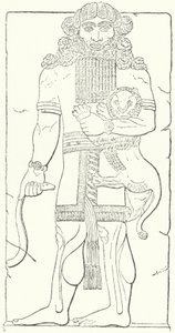 Veggrelieff av Gilgamesh fra ruinene av Dur-Sharrukin, hovedstaden til assyrerne på kong Sargon IIs tid (gravering) av German School