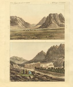 Veien til Sinai-fjellet (farget gravering) av German School