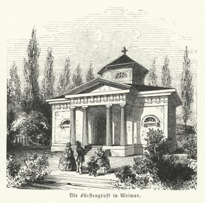 Weimarer Fuersten Gruft , gravkapell til hertugene av Saxe-Weimar-Eisenach og stedet for gravene til de tyske forfatterne Johann Wolfgang Goethe og Friedrich Schiller av German School