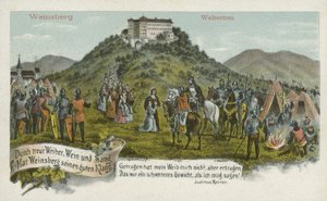 Weinsberg, Tyskland (farge litho) av German School