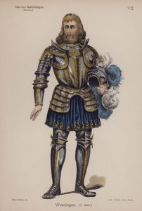 Weislingen, fra Gotz von Berlichingen av Goethe (farge litho) av German School