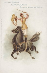 Kvinnelig rytter fra Barnum og Bailey#39;s Circus (chromolitho) av German School