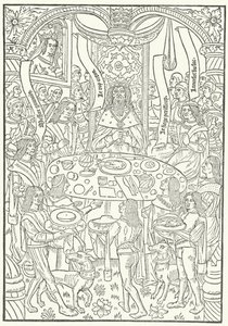 Tresnitt fra den første utgaven av Lancelot du Lac, trykt i Rouen av Jean le Bourgeois i 1488 (gravering) av German School