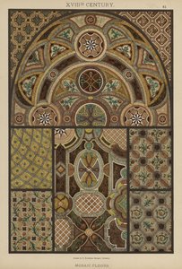 XVIIIth Century, Mosaikkgulv (farge litho) av German School
