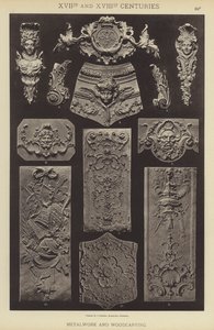 XVII. og XVIII. århundre, metallarbeid og treskjæring (farge litho) av German School