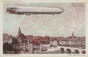 Zeppelin flyr over Basel av German School
