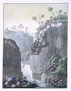 Oppdagere med Humboldts ekspedisjon i basaltklippene ved Regla, Mexico, plate 60 fra 