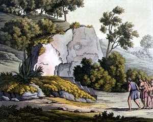 Prestenes tempel, Peru (farge litho)