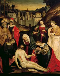 Klagesang over den døde Kristus, ca 1520, maleri av Gerolamo Giovenone (1486 eller 1487-1555), olje på panel, Italia