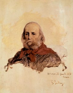 Italian Unite: portrett av Giuseppe Garibaldi (1807-1882), italiensk patriot. Verk av Gerolamo (Girolamo) Induno (1825-1890) av Gerolamo Induno