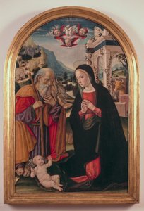 Tilbedelse av barnet, ca 1490-1525, av Girolamo Benvenuto (1470-1524) av Gerolamo di Benvenuto