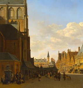 Fiskemarkedet og Grote Kerk i Haarlem, ca. 1675-1680