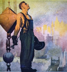 Byggeren (farge litho) av Gerrit Albertus Beneker