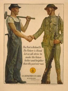 Fortiden er bak oss, fremtiden ligger foran oss. La oss alle strebe etter å gjøre fremtiden bedre og lysere enn fortiden noen gang var, 1918 av Gerrit Albertus Beneker