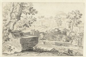 Landskap med gamle ruiner av Gerrit Grasdorp (possibly)