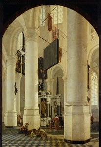 Interiør i Nieuwe Kerk i Delft med graven til William den tause, 1650 av Gerrit Houckgeest