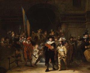 Kopi av The Night Watch Selskapet til kaptein Frans Banning Cocq og løytnant Willem van Ruytenburch, kjent som 'The Nightwatch' av Gerrit Lundens (attributed to)