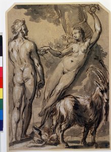 ""Adam og Eva"" Eva plukker den forbudte frukten og gir den til Adam. Pennetegning av Gerrit Pietersz (1566-ca. 1616) Sent på 1590-tallet. Pushkin-museet, Moskva av Gerrit Pietersz