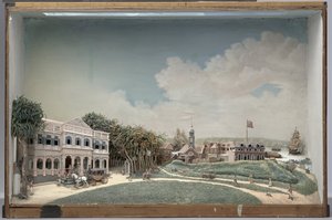 Diorama fra regjeringsplassen i Paramaribo av Gerrit Schouten