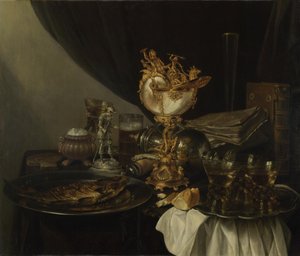 Stilleben med en Nautilus-kopp, ca. 1645 av Gerrit Willemsz. Heda