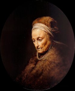 "" Portrett av Rembrandts innsjø "" (Portrett av Rembrandts mor) Maleri av Gerard Dou (Gerrit Dow) (1613-1675) Olje på tre Dim 23,1x19,7 cm Staatliche Museen, Berlin av Gerrit Dou