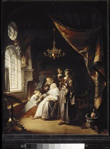 Den hydropiske kvinnen (olje på tre av Gerrit Dou