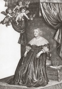 Marie de Medici, dronning av Frankrike. Portrett (trykk) av Gerrit van (after) Honthorst